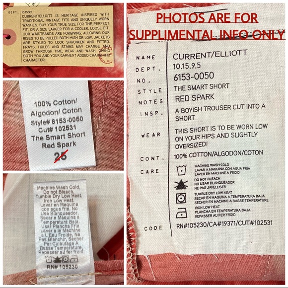 Current/Elliot Sample Red Spark The Smart Short Tie Dye Shorts Waist 32” (WB-2) - Picture 9 of 9